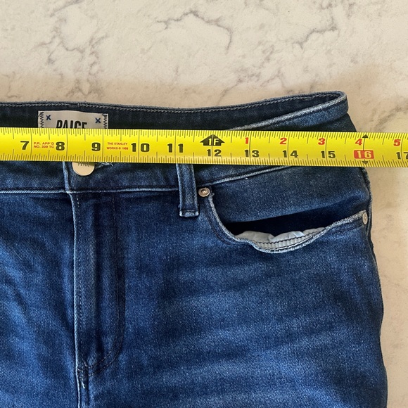 PAIGE Amber Mid Rise Straight Leg in Aegean Distressed - 30 - Picture 8 of 13